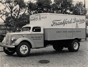 (TRUCKING AND TRANSPORT) Contemporary binder containing 112 photographs of commercial vehicles, most with hand-lettered signage.